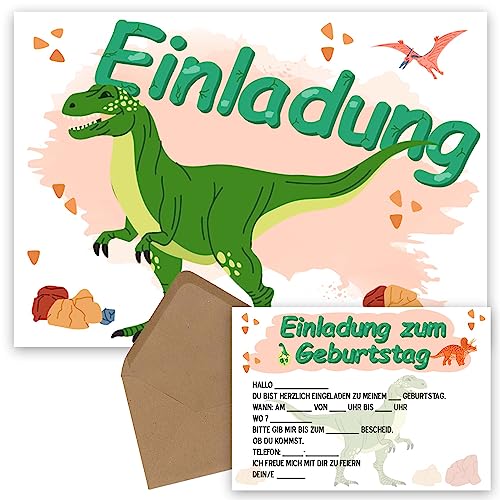 OWLBOOK T-Rex Tyrannosaurus Einladungskarte Kindergeburtstag Junge Jungs Dino Dinosaurier - Geburtstageinladungskarte für Jungen - Kinder Geburtstag Einladungen zur Geburtstagsfeier zum ausfüllen OWLBOOK T-Rex Tyrannosaurus Einladungskarte Kindergeburtstag Junge Jungs Dino Dinosaurier - Geburtstageinladungskarte für Jungen - Kinder Geburtstag Einladungen zur Geburtstagsfeier zum ausfüllen von OWLBOOK