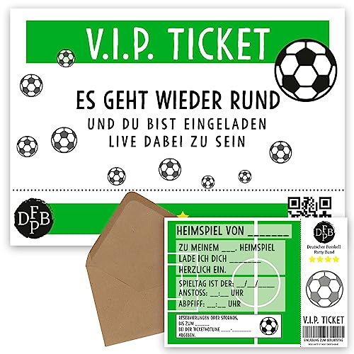 OWLBOOK VIP Fußball Ticket 25 Einladungskarten Fussball Jungen Einladung Fußball Geburtstag Kindergeburtstag Geburtstagseinladungen Kinder Junge zum Ausfüllen mit Umschläge von OWLBOOK