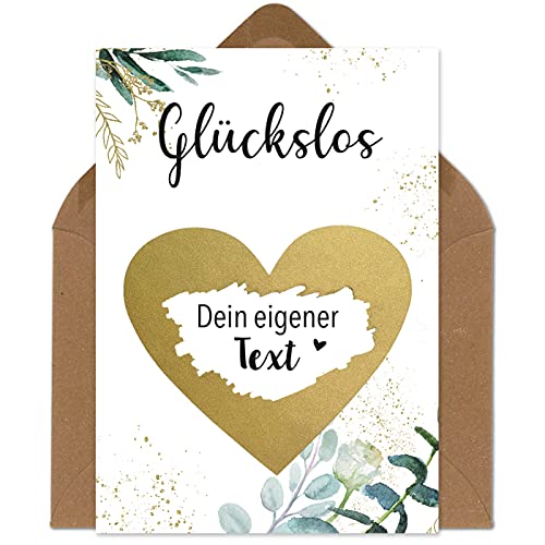OWLBOOK Rubbelkarte zum selber beschriften Karte mit Rubbelherz Gold Geschenke Geschenkideen für das Brautpaar zur Hochzeit & Verlobung von OWLBOOK
