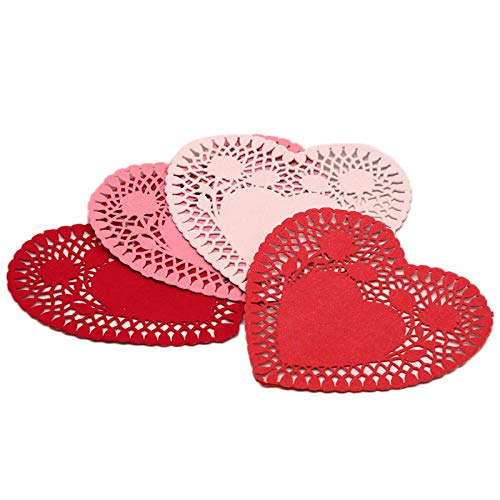 OWLEEN Herzförmige Tischdecken, 15,2 cm, herzförmige Papiertischdecken, rot + groß rot + rosa + weiß, 200 Stück von OWLEEN