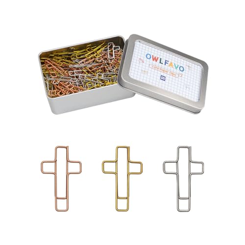 OWLFAVO Büroklammern in Kreuzform mit Aufbewahrungsbox, 3 Farben, lustige niedliche Büroklammern, Lesezeichen, Planer-Clips für Spaß, Bürobedarf, Schulgeschenke, Hochzeitsdekoration, 120 Stück OWLFAVO Büroklammern in Kreuzform mit Aufbewahrungsbox, 3 Farben, lustige niedliche Büroklammern, Lesezeichen, Planer-Clips für Spaß, Bürobedarf, Schulgeschenke, Hochzeitsdekoration, 120 Stück von OWLFAVO