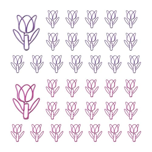 OWLFAVO Büroklammern in Tulpenform, mit transparenter Box, rosa und lila, lustige niedliche Büroklammern, Lesezeichen, Planer-Clips für Spaß, Bürobedarf, Schulgeschenke, Hochzeitsdekoration, 36 Stück OWLFAVO Büroklammern in Tulpenform, mit transparenter Box, rosa und lila, lustige niedliche Büroklammern, Lesezeichen, Planer-Clips für Spaß, Bürobedarf, Schulgeschenke, Hochzeitsdekoration, 36 Stück von OWLFAVO