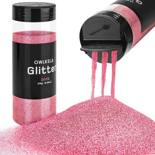 OWLKELA 170 g feiner Glitzer, rosa Glitzerpulver für Sesin, Kunst & Handwerk, Nägel, Haar, Gesicht, Körper, Schleim, Festival-Kosmetikpulver zum Malen, Kerzen-/Seifenherstellung, Wachsen OWLKELA 170 g feiner Glitzer, rosa Glitzerpulver für Sesin, Kunst & Handwerk, Nägel, Haar, Gesicht, Körper, Schleim, Festival-Kosmetikpulver zum Malen, Kerzen-/Seifenherstellung, Wachsen von OWLKELA