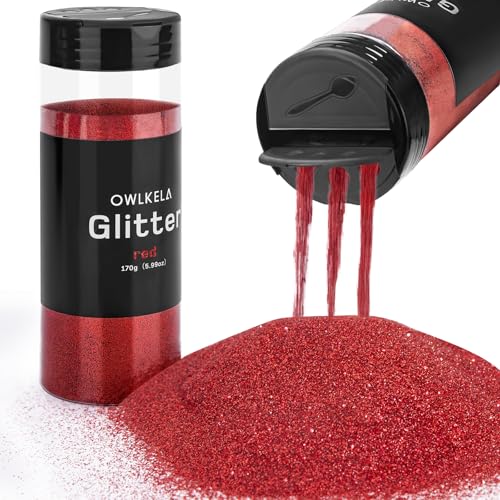 OWLKELA 170 g feiner Glitzer, rotes Glitzerpulver für Sesin, Kunst & Handwerk, Nägel, Haar, Gesicht, Körper, Schleim, Festival-Kosmetikpulver zum Malen, Kerzen-/Seifenherstellung, Wachsen OWLKELA 170 g feiner Glitzer, rotes Glitzerpulver für Sesin, Kunst & Handwerk, Nägel, Haar, Gesicht, Körper, Schleim, Festival-Kosmetikpulver zum Malen, Kerzen-/Seifenherstellung, Wachsen von OWLKELA