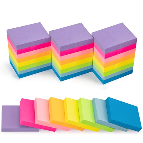 OWLKELA 1800 Blatt Haftnotizen, 38 * 51mm Klebezettel Klein, Sticky Notes Set, Haftnotizzettel, Selbstklebende Notizzettel Bunt zum Markieren und Hervorheben von Seiten, Repositionierbar (8 Farben) von OWLKELA