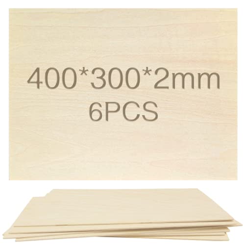 OWLKELA Lindenholz, 6 Stücke 400 * 300 * 2mm, Bastelholzplatten - Holzausschnitte zum Basteln, ideal für Laserprojekte, DIY Modell, Kunst und Handwerk, Gemälde OWLKELA Lindenholz, 6 Stücke 400 * 300 * 2mm, Bastelholzplatten - Holzausschnitte zum Basteln, ideal für Laserprojekte, DIY Modell, Kunst und Handwerk, Gemälde von OWLKELA