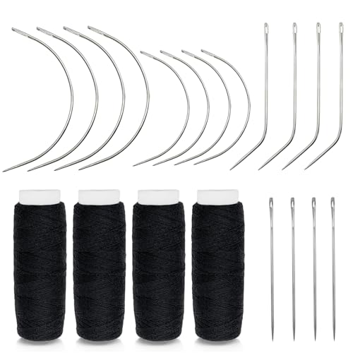 20 Stück Haarnadeln und schwarzer Faden Kit zur Herstellung von Perücken, großen, mittleren und kleinen C-J-Form, gebogene Nadel, I-Nadel, Nähen für Haare, Handnähen, Haarverlängerungen 20 Stück Haarnadeln und schwarzer Faden Kit zur Herstellung von Perücken, großen, mittleren und kleinen C-J-Form, gebogene Nadel, I-Nadel, Nähen für Haare, Handnähen, Haarverlängerungen von OWMOSYX