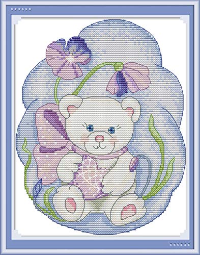 Kreuzstich Stickpackungen Vorgedruckt, OWN4B Baby Bear 3 Bilder 11CT 9,8x13,0 Zoll DIY Stickpackung Set von OWN4B