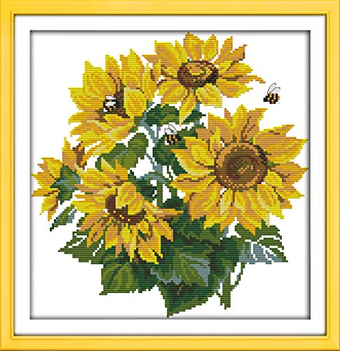 Kreuzstich Stickpackungen Vorgedruckt, OWN4B Sonnenblumen Bilder 11CT 16,1x16,5 Zoll DIY Stickpackung Set Kreuzstich Stickpackungen Vorgedruckt, OWN4B Sonnenblumen Bilder 11CT 16,1x16,5 Zoll DIY Stickpackung Set von OWN4B