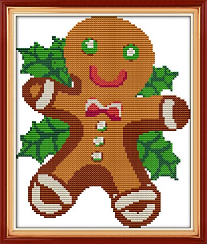 Kreuzstich Stickpackungen Vorgedruckt, OWN4B Weihnachten Plätzchen Bilder 11CT 10,2x13,4 Zoll DIY Stickpackung Set von OWN4B