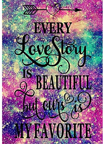 OWN4B Kreuzstich-Set, gestempelt, Every Love Story is Beautiful gedrucktes Muster, 11 Karat, 36,1 x 46 cm (Zitat) von OWN4B