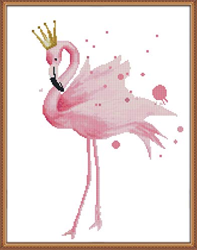 OWN4B Kreuzstich Stickpackungen Vorgedruckt, Fantasie Flamingo Bilder 11CT 17,3x22,0 Zoll DIY Stickpackung Set von OWN4B