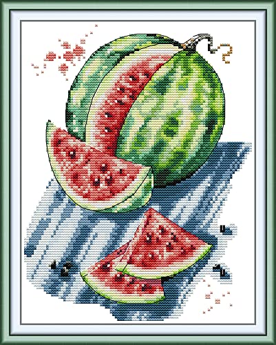 OWN4B Kreuzstich Stickpackungen Vorgedruckt, Wassermelone Bilder 11CT 11,0x15,0 Zoll DIY Stickpackung Set (Frucht) von OWN4B