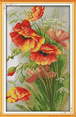 OWN4B Kreuzstich mit Mohnblumen-Motiv, 11 Ft, 41,9 x 63 cm, zum Selbermachen OWN4B Kreuzstich mit Mohnblumen-Motiv, 11 Ft, 41,9 x 63 cm, zum Selbermachen von OWN4B