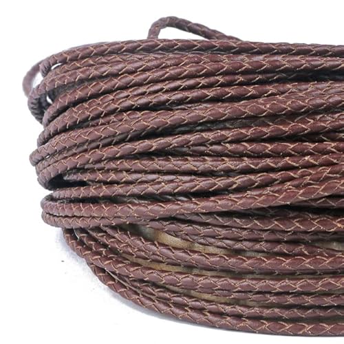 OWNPET 2 Meter Schwarze geflochtene Echtleder-Seilschnur, Schmuckzubehör, 3, 4, 5, 6 mm rundes Lederband für DIY-Armband-Schmuckherstellung OWNPET 2 Meter Schwarze geflochtene Echtleder-Seilschnur, Schmuckzubehör, 3, 4, 5, 6 mm rundes Lederband für DIY-Armband-Schmuckherstellung von OWNPET