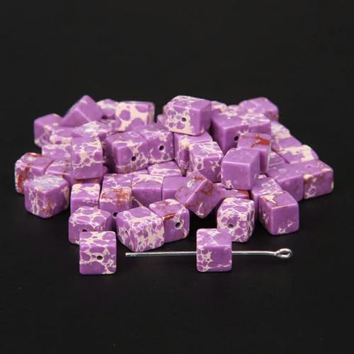 OWNPET Modefarben 4mm/6mm/8mm Quadratische Perlen Würfel Naturstein Lose Spacer Perlen DIY handgemachte Perlen für die Schmuckherstellung von OWNPET