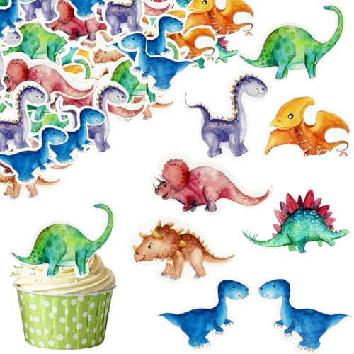 OWOAOOwl 50 Stück Essbare Tortendeko Dinosaurier, Dino Kuchen Deko,Dinosaurier Topper Geburtstag Essbar Dino Tortendeko Deko Torte Geburtstag Deko von OWOAOOwl