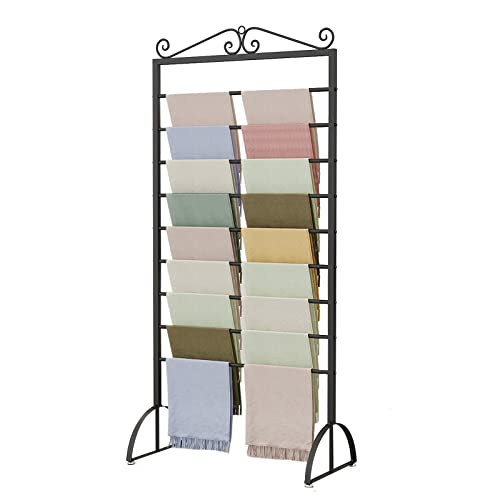 OWOHYG 9-stufiger Geschenkpapier-Organizer, moderner vertikaler Schal-Präsentationsständer mit verstellbaren Fußpolstern, ideal für Blumenläden und Bekleidungsgeschäfte, Schwarz, Länge 45 cm von OWOHYG