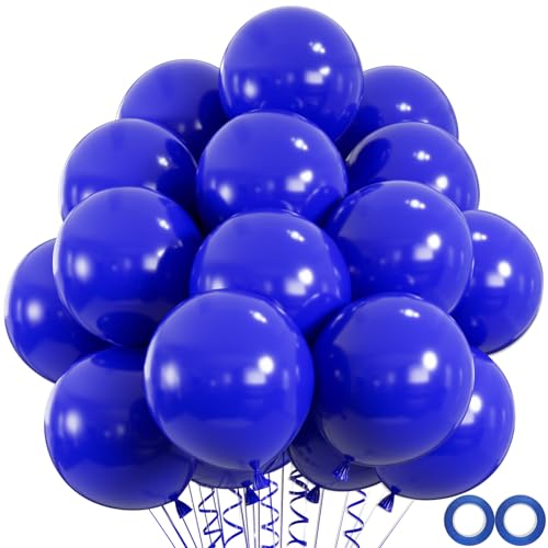 100 Stück königsblaue Luftballons, 30,5 cm, königsblaue Latex-Party-Luftballons, Heliumqualität für Geburtstagsparty, Babyparty, Baseball-Party-Dekoration (mit 20 m Band) von OWPFJG
