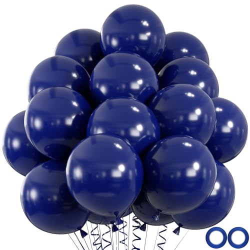 100 Stück marineblaue Luftballons, Heliumqualität, 30,5 cm, dunkelblaue Latex-Partyballons für Geburtstag, Abschluss, Weihnachten, Vatertag, Party-Dekoration (20 m Bänder) von OWPFJG