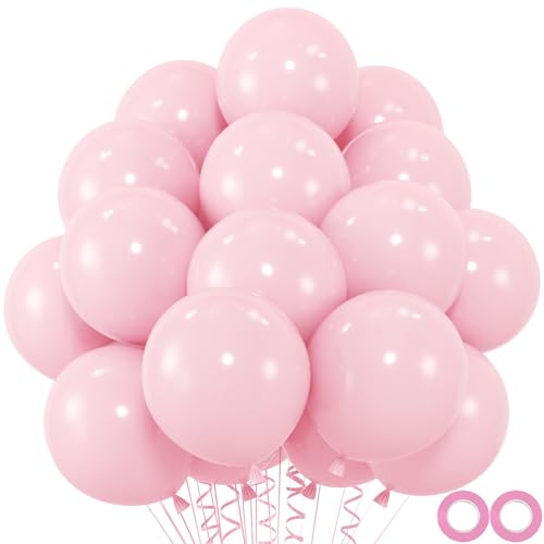 100 Stück pastellrosa Luftballons, 30,5 cm hellrosa Latex-Partyballons Heliumqualität für Babyparty, Hochzeit, Valentinstag, Party-Dekoration (mit 20 m Band) von OWPFJG