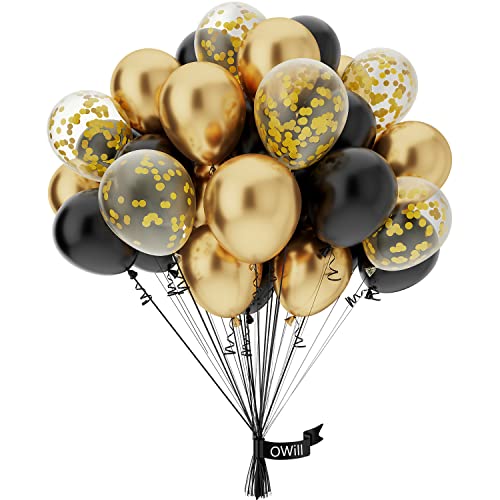 Luftballons Schwarz Gold Konfetti,50 Stück 10 zoll/25cm Ballons Latex schwarz gold,Luftballons Geburtstag,für Hochzeit,Geburtstag,Jahrestag,Party Dekorationen Luftballons Schwarz Gold Konfetti,50 Stück 10 zoll/25cm Ballons Latex schwarz gold,Luftballons Geburtstag,für Hochzeit,Geburtstag,Jahrestag,Party Dekorationen von OWill