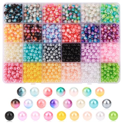 OWill Perlen Zum Auffädeln 1680 PCS, Perlen Zum Basteln 6mm Perlen, Perlen für Armbänder Erwachsene, Beads 24 Farben Perlen Basteln (1680) OWill Perlen Zum Auffädeln 1680 PCS, Perlen Zum Basteln 6mm Perlen, Perlen für Armbänder Erwachsene, Beads 24 Farben Perlen Basteln (1680) von OWill