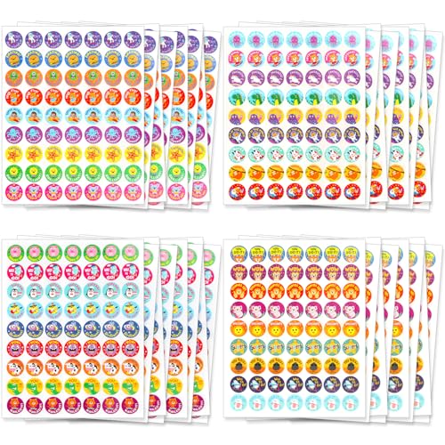 OWill Belohnungsaufkleber Kinder 2016 Stück,32 Blatt Tiermotive Aufkleber Kinder,25mm Sticker Tiere Motivationsaufkleber,Selbstklebende Lehrer Belohnung Aufkleber,Grundschule Lehrerbedarf von OWill