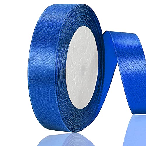 OWill 22 Meter Geschenkband Blau,20mm Schleifenband Blau,Satinband für Hochzeit,Taufe,Geburtstag,Geschenke,Kuchendekoration,Nähprojekte,Partyballon und Haarschleifen von OWill