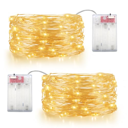 OWill Lichterkette innen batterie,2 Stück 10m 100 LED,Warmweiße Fairy Lights,Klein LED Lichterkette,Weihnachtslichterkette,Lichterkette Draht für Weihnachten,Halloween,Baumdekoration,Party, Hochzeit OWill Lichterkette innen batterie,2 Stück 10m 100 LED,Warmweiße Fairy Lights,Klein LED Lichterkette,Weihnachtslichterkette,Lichterkette Draht für Weihnachten,Halloween,Baumdekoration,Party, Hochzeit von OWill