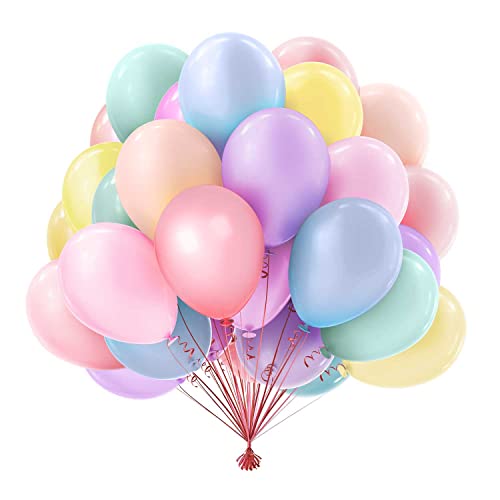 OWill Luftballons Pastell,50 Stück 25cm Luftballons Bunt,Luftballons Geburtstag,Macaron Ballons Latex für Hochzeit Deko,Geburtstag Deko,Party Dekorationen,Baby Shower Geburtstagsdeko von OWill