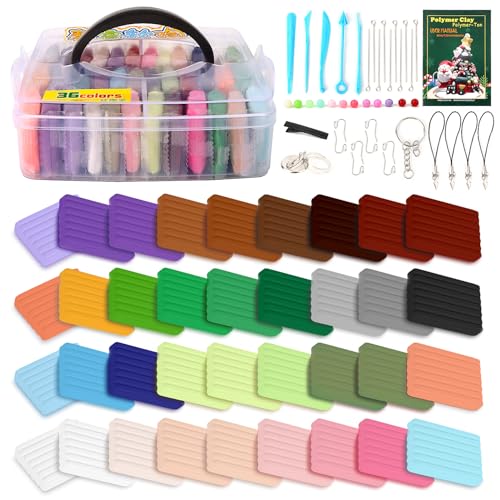 OWill Polymer Clay Set, 36 Farben Modelliermasse Ofenhärtend, Perfekt für Kreativität und Kunstprojekte - Ideal als Geschenk für Kinder und Erwachsene, inklusive Werkzeugset für Einfaches Modellieren OWill Polymer Clay Set, 36 Farben Modelliermasse Ofenhärtend, Perfekt für Kreativität und Kunstprojekte - Ideal als Geschenk für Kinder und Erwachsene, inklusive Werkzeugset für Einfaches Modellieren von OWill