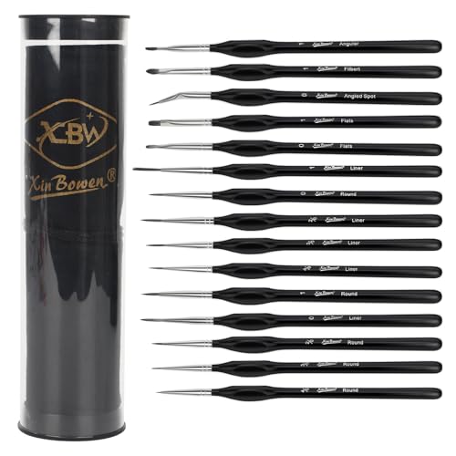 OWill Premium Feine Pinsel Set,15 Stück Pinselset Malen für Acryl,Öl, Steinmalerei,Miniaturen,Malen nach Zahlen Erwachsene,Pinsel acrylfarbe,Aquarellpinsel,Pinsel malen nach Zahlen,Modellbau Pinsel OWill Premium Feine Pinsel Set,15 Stück Pinselset Malen für Acryl,Öl, Steinmalerei,Miniaturen,Malen nach Zahlen Erwachsene,Pinsel acrylfarbe,Aquarellpinsel,Pinsel malen nach Zahlen,Modellbau Pinsel von OWill