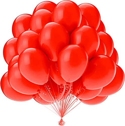 OWill Luftballons Rot,50 Stück 25,4 cm Ballons,Luftballons Geburtstag,Luftballons Weihnachten,Latexballons für Hochzeit Deko, Geburtstag Deko,Party Dekoratione von OWill