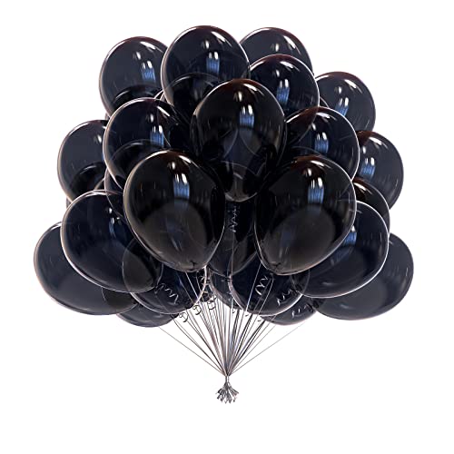 OWill Luftballons Schwarze,50 Stück 25.4 cm Ballons Schwarze,Luftballons Geburtstag,Hochwertiger Latexballons für Hochzeit,Geburtstag,Party,Abschluss Dekorationen von OWill
