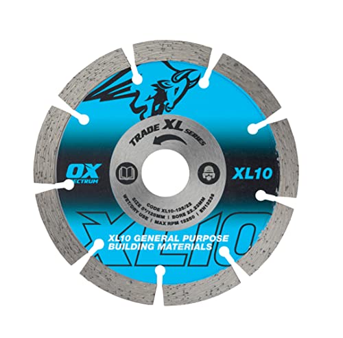 OX Tools XL10-125/22 Trade XL-10 Segmentierte Diamantklinge, allgemeine Zwecke, 125/22,23 mm, Blau/Silber, 125 mm von OX Tools