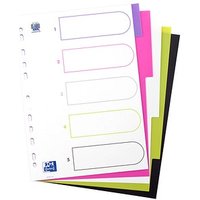 OXFORD Ordnerregister myColour DIN A4 Vollformat blanko lila, pink, weiß, grün, schwarz 5-teilig, 1 Satz von OXFORD