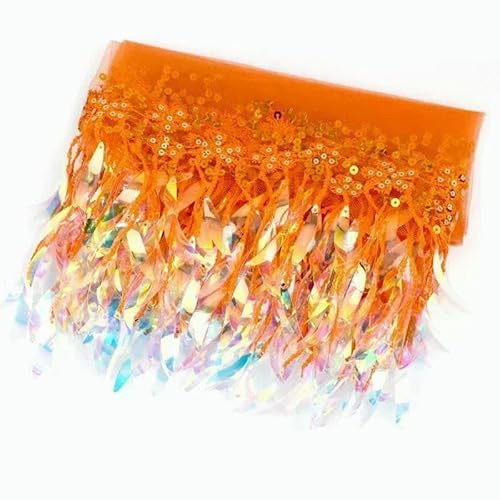 1–5 Yards, 15 cm, Paillettenquasten, Fransen, Netz-Spitzenbesatz zum Nähen von Hochzeitskleidern, Dekoration, Quaste, lateinamerikanische Tanzkleidu von OXFYY