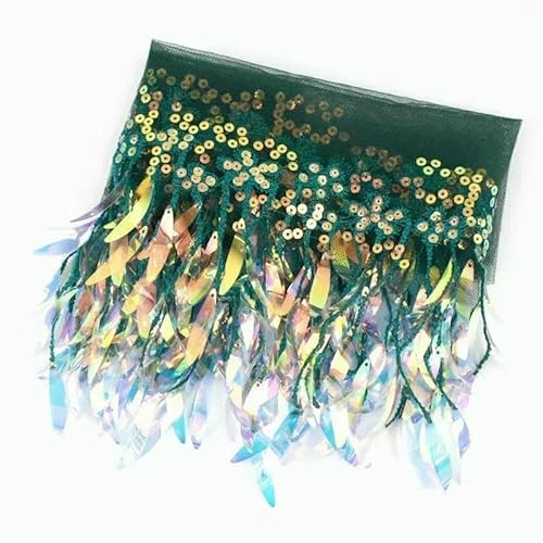 1–5 Yards, 15 cm, Paillettenquasten, Fransen, Netz-Spitzenbesatz zum Nähen von Hochzeitskleidern, Dekoration, Quaste, lateinamerikanische Tanzkleidu von OXFYY