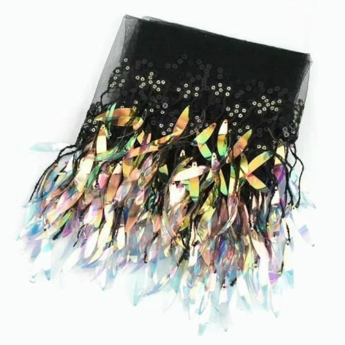 1–5 Yards, 15 cm, Paillettenquasten, Fransen, Netz-Spitzenbesatz zum Nähen von Hochzeitskleidern, Dekoration, Quaste, lateinamerikanische Tanzkleidu von OXFYY