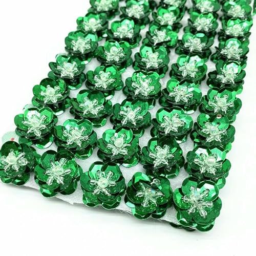 10 Stück 18 mm Paillettenblumen, handgefertigt, zum Nähen, flache Rückseite, zum Basteln, für Hochzeiten, Schuhe, Taschen, Kleidungsstücke, Zubehör, mattgrün von OXFYY