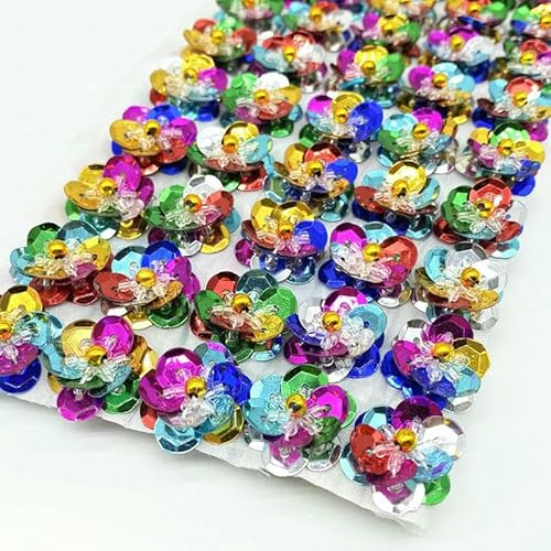10 Stück 18 mm Paillettenblumen, handgefertigt, zum Nähen, flache Rückseite, zum Basteln, für Hochzeiten, Schuhe, Taschen, Kleidungszubehör, matt, mehrfarbig von OXFYY
