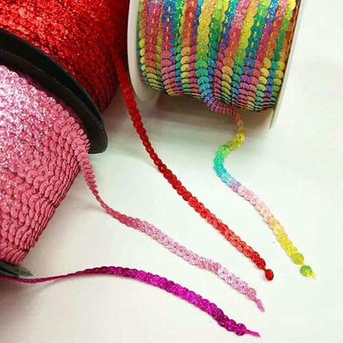 10 Yards 6mm Konfetti Glitzer Pulverbeschichtung Pailletten Trim Scrapbooking Nähen Handwerk Glänzende Band Paillette String-Licht Gold von OXFYY