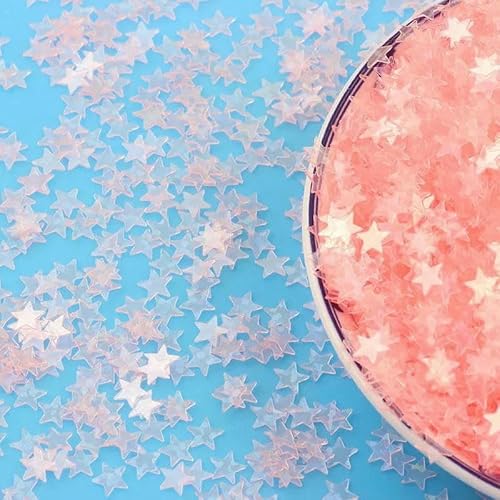 10 g/20 g/50 g/5 mm Pailletten, neues transparentes Pentagramm, Massenhandwerk, Kleidungsdekoration/DIY-Zubehör, Pailletten-Pink_a-10 g von OXFYY