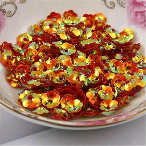 10 g/Beutel, 8 mm, becherförmige Pailletten in Pflaumenform, Basteln, Blüten, Blumen, Pailletten, Hochzeitsdeko, Damenkleid, DIY-Nähzubehör, Rot, 8 mm von OXFYY