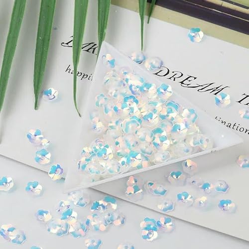 10 g/Packung blaue Kristallpailletten, PET, runde Blumenpflaumen-Rechteckpailletten zum Basteln, für Taschendekoration, DIY-Nähzubehör, 6 mm Tasse Pflaume von OXFYY
