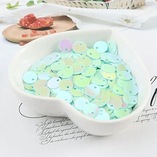 10 g (1000 Stück) 6 mm flache, runde Pailletten, zum Nähen, für Hochzeiten, Bastelarbeiten, PVC-Pailletten-Konfetti für Bekleidungszubehör mit 1 Seitenloch, AB Minze von OXFYY