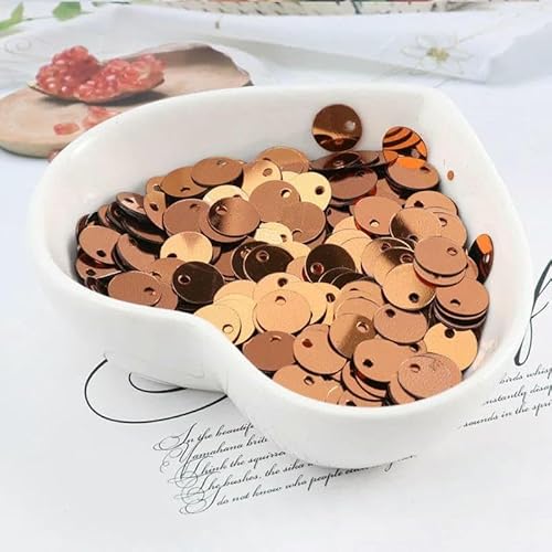 10 g (1000 Stück) 6 mm flache, runde Pailletten, zum Nähen, für Hochzeiten, Bastelarbeiten, PVC-Pailletten-Konfetti für Bekleidungszubehör mit 1 Seitenloch, Kaffeebraun von OXFYY