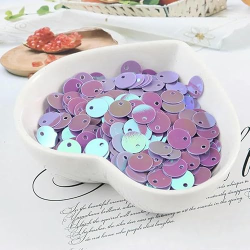 10 g (1000 Stück) 6 mm flache, runde Pailletten, zum Nähen, für Hochzeiten, Bastelarbeiten, PVC-Pailletten-Konfetti für Kleidungszubehör mit 1 Seitenloch, AB-Lila von OXFYY