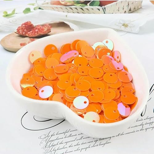 10 g (1000 Stück) 6 mm flache, runde Pailletten, zum Nähen, für Hochzeiten, Bastelarbeiten, PVC-Pailletten-Konfetti für Kleidungszubehör mit 1 Seitenloch, AB Orange von OXFYY